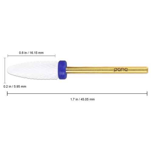 Pana Professional USA Ceramic White Flame Cone Shaped Bit Nail Drill 3/32" Shank Size (Coarse, Flame Bit)