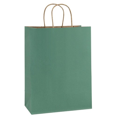 BagDream Gift Bags 10x5x13, Green Stripes Kraft Paper Bags 25Pcs Shopping Bags, Mechandise Bags, Retail Bags, Party Bags, Paper Gift Bags with Handles, 100% Recycled Paper Bags
