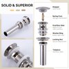 Bathroom Sink Drain, Angle Simple Brass Pop Up Drain Stopper, Vessel Sink Drain with Overflow, Lavatory Vanity Sink Drain Stoppers Brushed Nickel