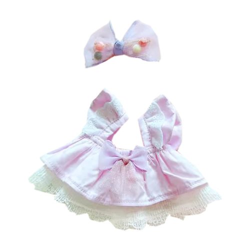 niannyyhouse 20cm Plush Doll Clothes Loose Solid Color Dress Headwear Soft Stuffed Plush Toy Dress Up Accessories (Purple)