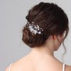 Allereyae Crystal Pearl Wedding Hair Comb Barrette Rhinestone Pearl Flower Hair Comb Barrette Silver CZ Flower Bling Bridal Headpieces French Pearl Head Comb Bride Hair Accessories for Women and Girls