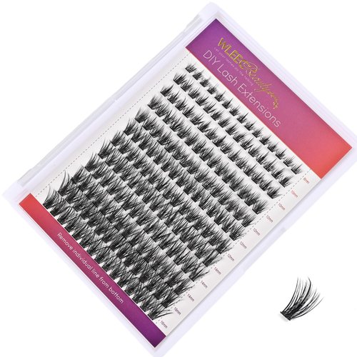 Wleec Beauty Lash Clusters with Spikes, 180PCS Individual Lashes Clusters D Curl, Manga Lash Clusters Wispy DIY Lash Extensions (LC03, Mix 8-16mm)