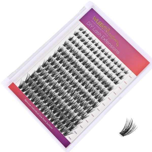 Wleec Beauty Lash Clusters with Spikes, 180PCS Individual Lashes Clusters D Curl, Manga Lash Clusters Wispy DIY Lash Extensions (LC03, Mix 8-16mm)