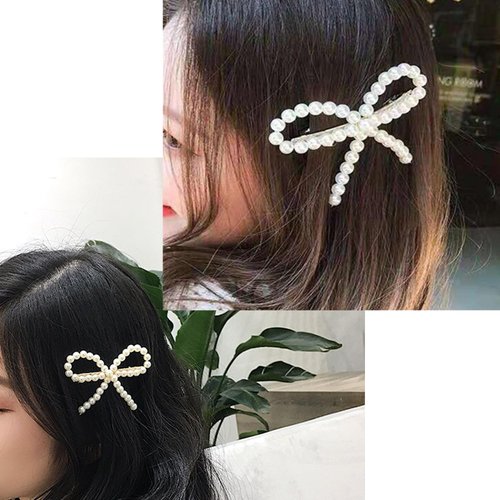 10pcs Pearl Bow Hair Clips，Hair Barrettes Accessories Girls and Women，Faux Pearl Hair Barrette，Decorative Bobby Pin Barrette，Bow Pearls Hairpin，Non-Slip Duckbill Clip，Non-Slip Hairpin Pearl Barrette