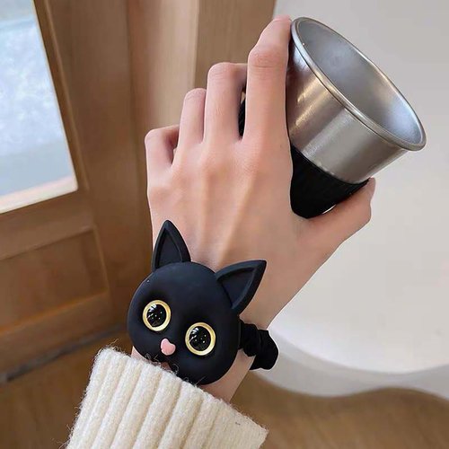 2 PCS Cute Cat Hair Ties Rubber Bands Elastic Hair Bands Headwear for Women Girls Thick Thin Hair White Black Hair Accessories Ornaments