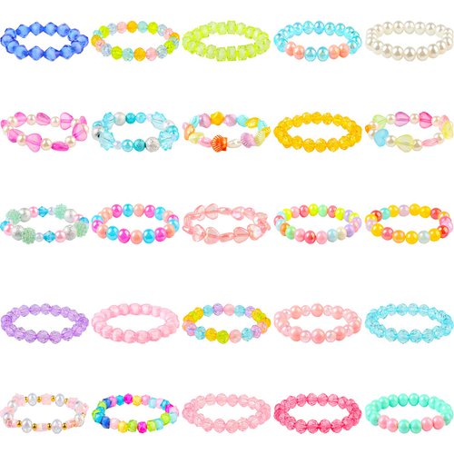 SOTOGO 55 Pieces Girls Bracelets Set Colorful Bracelets Princess Rainbow Unicorn Bracelets Charm Beaded Dress up Party Favors Bracelets for Kids Girls