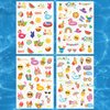 Waterproof Temporary Tattoos - 118pcs Groovy Fake Tattoo for Kids Swimming Party Supplies, Star Pool Sunglasses Summer Arts and Crafts for Boys or Girls 6 7 8 9 10 11 12 years old