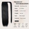 JIAMEISI Ponytail Extension Human Hair Wrap Around Clip in Hair Piece Ponytail Extension Human Hair Straight Ponytail For Black Women with Magic Paste 70G(16 inch, Black #1)