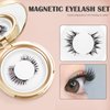 2Pair Magnetic lashes with applicator, Two styles 3D Natural Look Magnetic Lashes without Eyeliner,Natural and Bushy, Reusable Magnetic Lashes with Applicator No Glue, Easy to Wear
