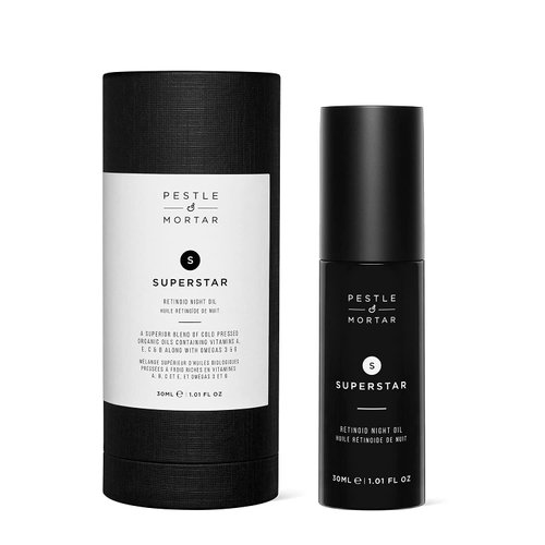Pestle & Mortar Superstar 2% Retinoid Night Oil, Overnight Face Serum, Anti Aging, Reduces Wrinkles & Fine Lines with Vitamin E, Vitamin C and organic oil 1 Fl Oz