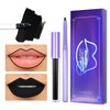 DAGEDA Matte Liquid Lipstick, 2Pcs Lip Liner and Lipstick Set, Waterproof Long-lasting Matte Lipstick Makeup Set, Non-Stick Cup Velvety Lip Stain Lip Gloss, Halloween Makeup Lipsticks Set (Black)