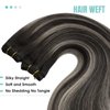 YoungSee Weft Extensions Human Hair Black Ombre Sew in Hair Extensions Black Ombre Silver Balayage Weft Hair Extensions Real Human Hair Ombre Black Hair Wefts Human Hair Sew in 20Inch 100G