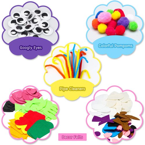 WATINC 12Pcs Hand Puppet Making Kit for Kids Art Craft Felt Sock Puppet Toys Creative DIY Make Your Own Puppets Pompoms Storytelling Role Play Party Supplies Christmas Gift for Girls Boys