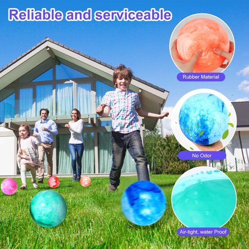 AMOR PRESENT 4PCS Playground Balls for Kids, 9 Inches Rainbow Dodgeballs Marbleized Bouncy Balls, Rubber Inflatable Kickball with Air Pump for Indoor Outdoor Sport Games