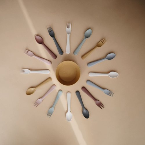 mushie Flatware Fork and Spoon Set for Kids | Made in Denmark (Blush)