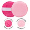 S&T INC. Gentle Face Scrubbers, Dual Sided Face Exfoliators with Elastic Strap, 3.3 Inch Diameter, 2 Pack, Teal/Pink