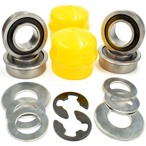 HD Switch Front Wheel Bearings Kit fits John Deere L100 L105 L108 L110 L120 L130 Bushing to Bearing Conversion Kit - Premium Quality Bearings & Heat Treated Thrust Washers