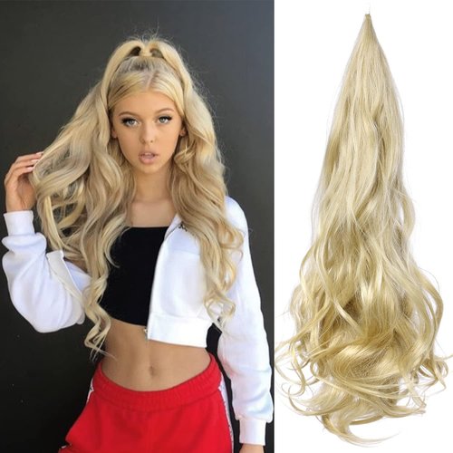 OTO BELLA Ponytail Extension 30 Inch Flexible Wrap Around Ponytail Hair Extensions 120g Long Curly Synthetic Ponytail Wavy Pretty Hair Ponytails Hairpieces For Women Daily Use (27H613)