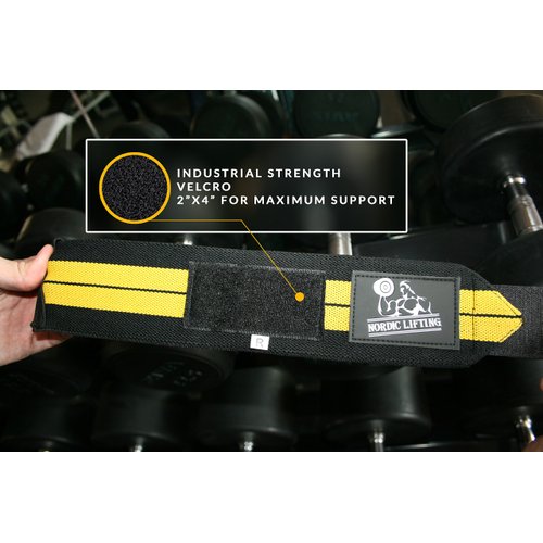 Wrist Wraps (1 Pair/2 Wraps) for Weightlifting/Cross Training/Powerlifting/Bodybuilding-Women & Men-Premium Quality Equipment & Accessories Avoid Injury During Weight Lifting-(Yellow)-1 Year Warranty