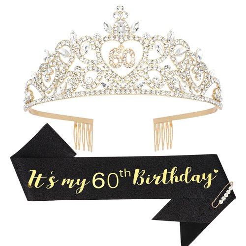 60th Birthday Gifts for Women with 60th Birthday Sash for Women & Birthday Tiara, Happy 60th Birthday Decorations for Women Gifts for 60th Birthday Women Birthday Decorations 60th Birthday Gift Ideas