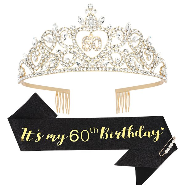 60th Birthday Gifts for Women with 60th Birthday Sash for Women & Birthday Tiara, Happy 60th Birthday Decorations for Women Gifts for 60th Birthday Women Birthday Decorations 60th Birthday Gift Ideas