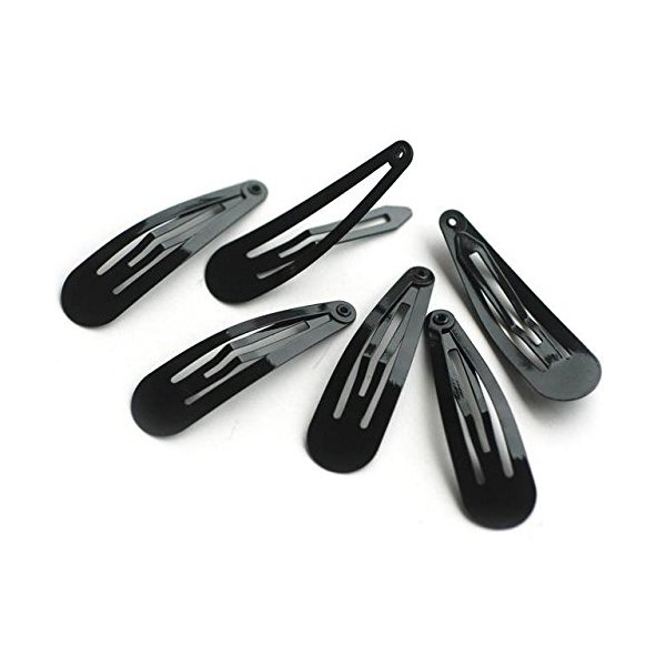 Just Basic Black Metal Hair Snap Clips, Set of 12