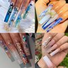 UNA GELLA Full Cover Nail Tips Square Gel Nails 120 PCS No C Curve XXL Extra Long Straight Curved Fake Tapered For Acrylic Salon Home DIY with Box