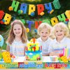 Sosation 32 Pcs Building Block Party Supplies Building Block Birthday Banner Candles Block Party Centerpiece Happy Birthday Decorations Brick Themed Party Favors for Boys Girls