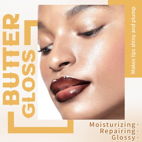 HOSAILY 2 Colors Butter Gloss Hydration Non-Sticky Plumping Lip Gloss for Women Natural Nude Tinted Lip Glow Oil Moisturizing Lightweight Long Lasting High Shine Liquid Lipstick with Lip Liner Combo