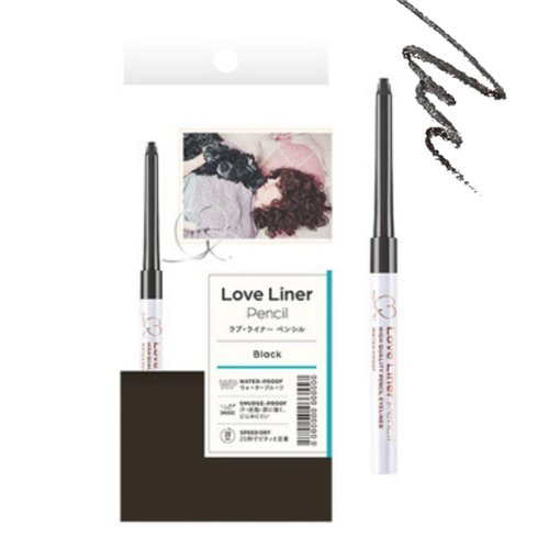 LoveLiner Quick Dry Pencil Eyeliner, Smudge-Proof & Waterproof, Japanese Eye Makeup for Sensitive Eyes w/Beauty Serum, 0.7 Oz/20g, Black