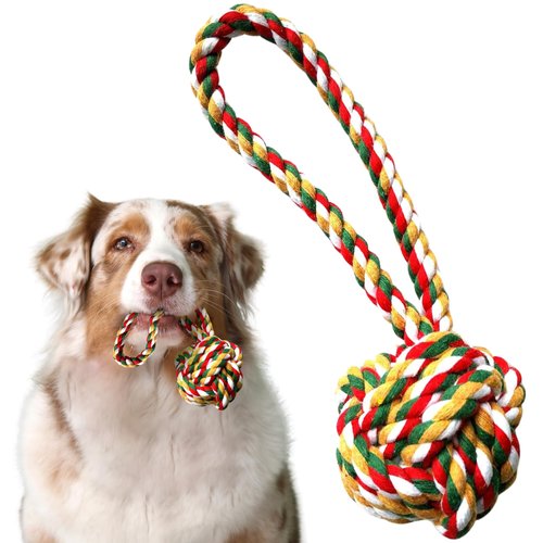Kats'N Us Dog Treats Chewy Rope Ball Knot Dog Toy for Teething - Durable, Long-Lasting Chewy Toys for Puppies and Small Breeds - Puppy Essentials Interactive Dog Toy for Teething Relief, Multi-Color