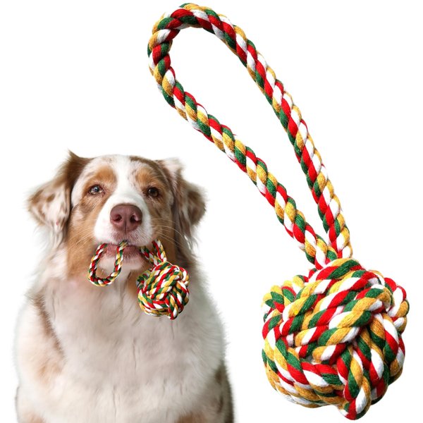 Kats'N Us Dog Treats Chewy Rope Ball Knot Dog Toy for Teething - Durable, Long-Lasting Chewy Toys for Puppies and Small Breeds - Puppy Essentials Interactive Dog Toy for Teething Relief, Multi-Color