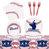 Baseball Party Decorations, Baseball Birthday Decorations Supplies Include Baseball Tablecloth Paper, Plates, Napkins, Forks, Baseball Party Supplies Dinnerware for Serve 24 Guests Kids Party Favors