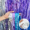 BEISHIDA 3 Pack Streamers Fringe Foil Curtain Backdrop Curtain, Tinsel Curtain Wall Door Party Streamers for Birthday Party Decoration-Silver Blue Purple (3.28 ft x 6.56 ft)