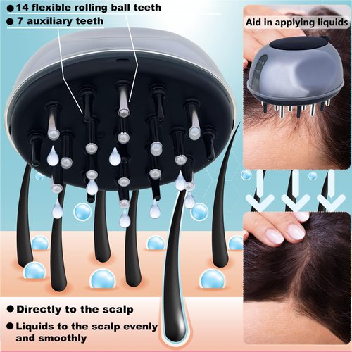 LOULANLUXE Scalp Applicator Comb, Hair Oil Applicator, Hair Growth Liquid Guide Comb for Hair Treatment Growth Medicine Fluid Essential Oil Serum with Portable Waterproof Drawstring Bag (Gray)