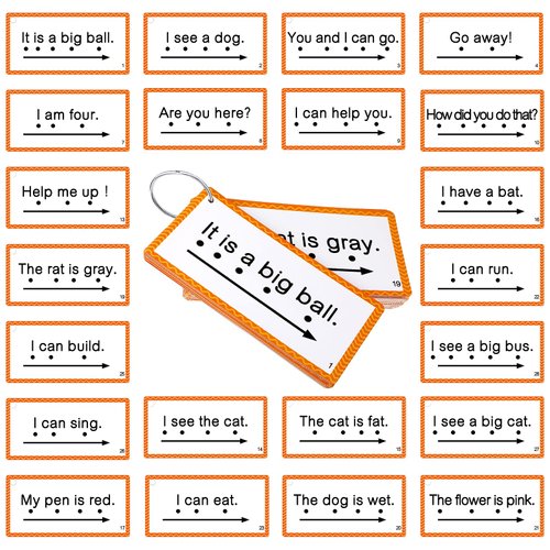 Junkin 60 Pcs Sight Word Sentence Cards Phonics Flash Cards for Kids Kindergarten Preschool, Education Sight Word Games Flashcards for Early Childhood Home School Daily Sentence Building Reading Toy