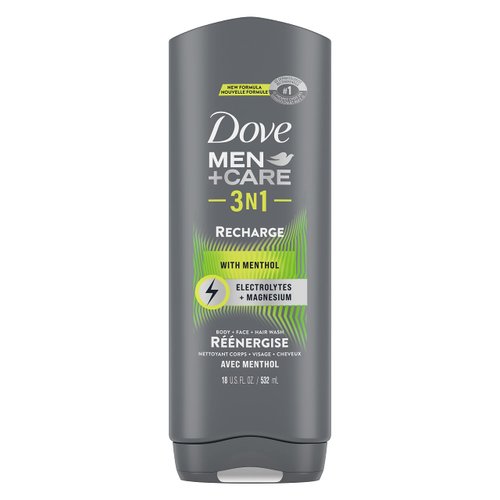Dove Men+Care Post-Workout Body Wash For Men 3N1 Recharge With Menthol 18 oz