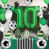 10th Birthday Soccer Balloons Arch,10th Soccer Garland Kit with Green Number 10 Balloon Football Balloons Soccer Mylar Foil Balloons for Boys Kids 10th Birthday Soccer Theme Party Decorations