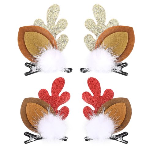 Boobeen Christmas Hair Clip - 2 Pairs Cute Reindeer Antlers Ears Hair Accessory Antlers Headdress...