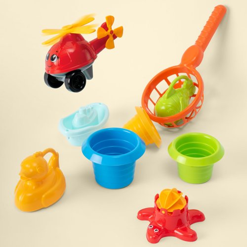 Ferry Boat Toys Set with Helicopter 2 Cars | Baby Bath Toys for Toddlers with Stacking Cups | Baby Water Toy with Bath Boats Train for Girls and Boys