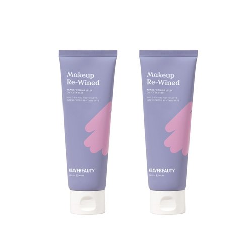 KraveBeauty Makeup Re-Wined Duo, Transforming Jelly Oil Cleanser Duo, Removes Makeup & Impurities, Suitable For All Skin Types, Vegan & Cruelty Free, 3.38 fl oz x2
