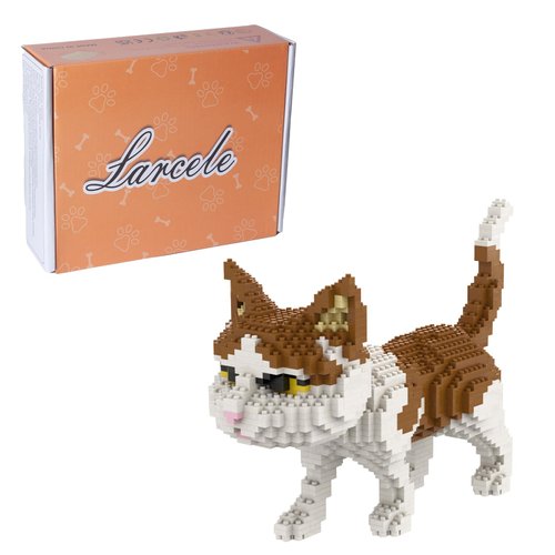 Larcele Cat Mini Building Blocks Animal Set, DIY Micro 3D Building Toy Bricks,1390 Pieces KLJM-05(Cat, Model 4945)