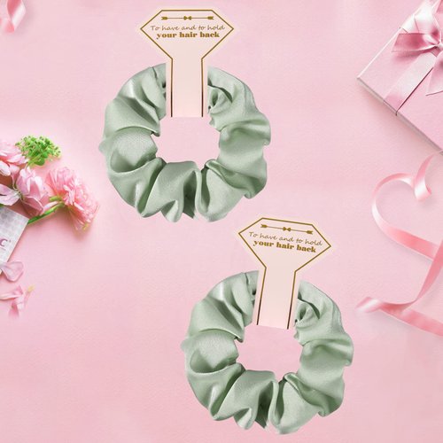 Hasoar New Smooth linen Satin Bridesmaid Scrunchies 12 pack Proposal Gifts Elastics Hair Ties Scrunchies Bachelorette Party Favors Satin Bridesmaid Gift for Bridal Wedding Parties guests (White & Sage