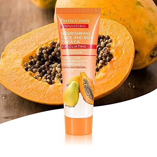 Pretty Cowry Exfoliating Peel Gel With Coconut/Papaya/Cucumber/Extract Face And Body Facial Exfoliator Instantly Removes Dead Skin Cells Revealing A Clear Refreshed Face, 100ml (Papaya)