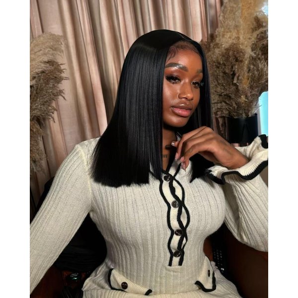 Bob Wig Human Hair 13x4 Lace Front Wigs Human Hair Short Bob Wig Human Hair Short Straight Frontal Bob Wigs For Black Women Pre Plucked With Baby Hair 180% Density 14 Inch