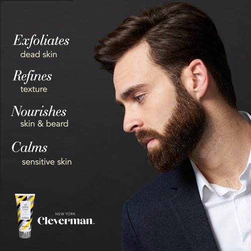Cleverman Sensitive Face and Beard Scrub for Men, 100ml, Peppermint-Infused Exfoliating Facial Cleanser