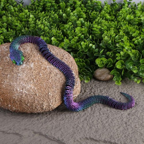 YILCER 3D Printed Animals-Snake Viper, 24 in Surprise Mystery Snake Fidget Toy Creative Toy 3D Printed Articulated Snake Collectibles Home Office Executive Desk Decor (Colorful-1)