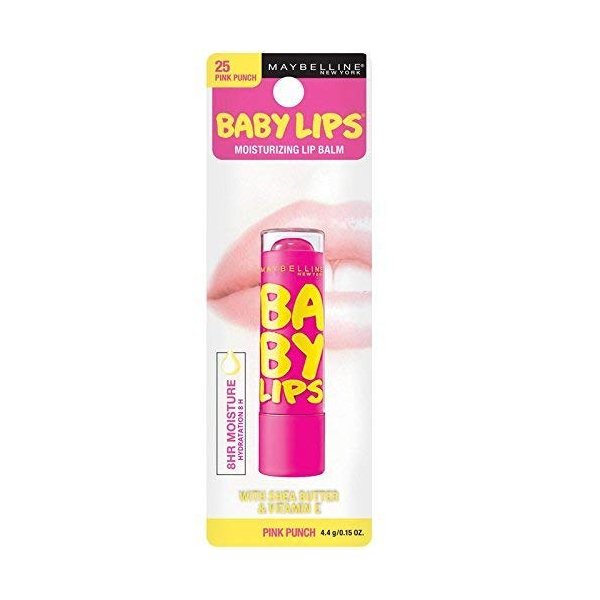 Maybelline Baby Lips Moisturizing Lip Balm 25 Pink Punch 0.15 oz (Pack of 2)
