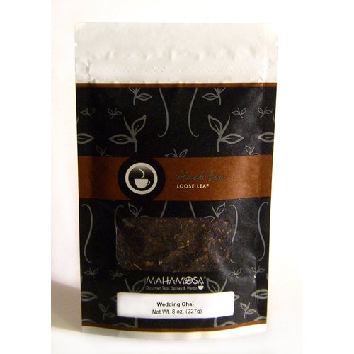 Mahamosa Black Chai Loose Tea - Wedding Chai Tea 8 oz (with crushed green cardamom, cardamom seeds, vanilla flavor)