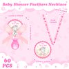 Remuuly 60 Pcs Baby Shower Pacifiers Necklace Cute Elephant Acrylic Baby Pacifier Party Favor Pacifiers Charm Pacifiers Necklace for Girls Boys Baby Shower Party Decoration Table Scatter (Pink,Girl)